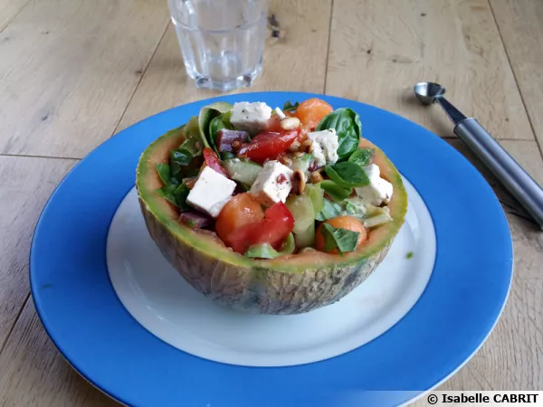 Salade de melon, courgette et basilic