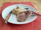 Tranche de gigot  l'ail et pure de cleri-rave