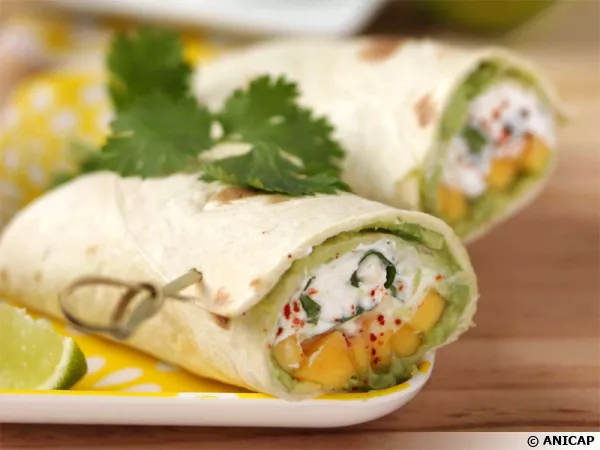 Wraps de chèvre frais, mangue et avocat