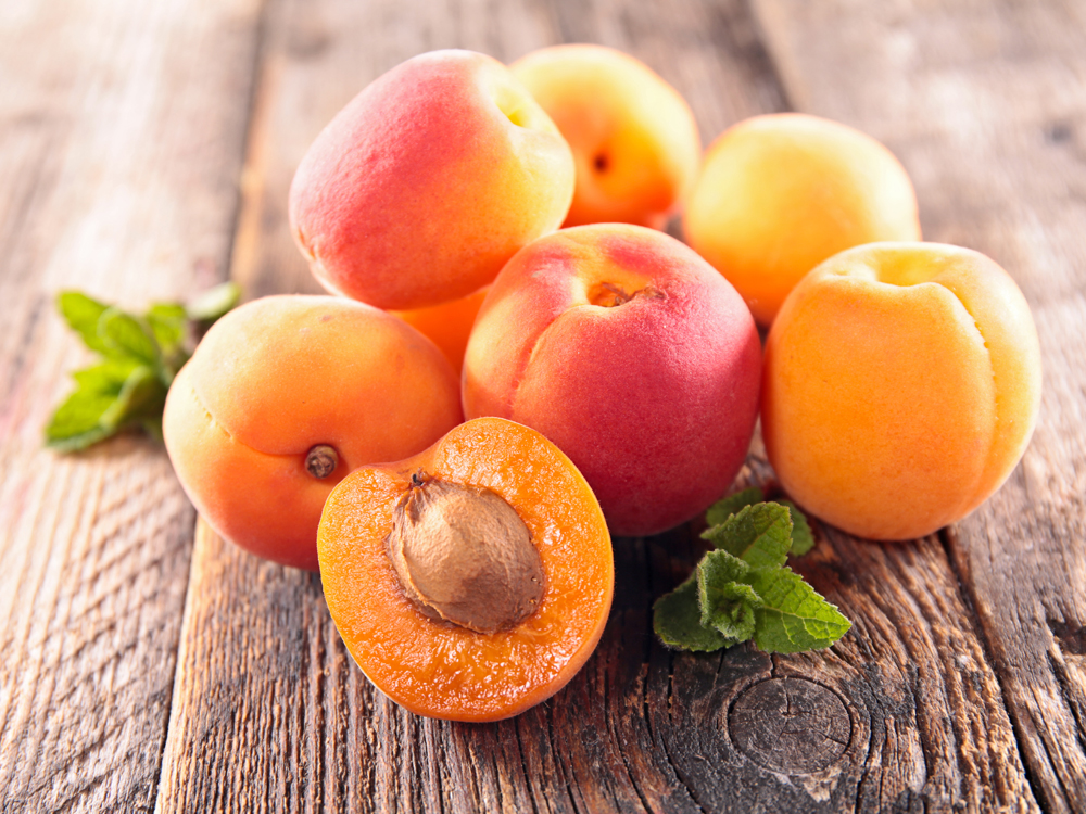 The apricot, sometimes sweet or sour, to eat or to cook